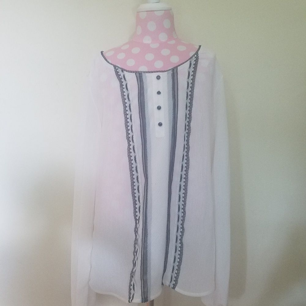 Beige and Black Blouse